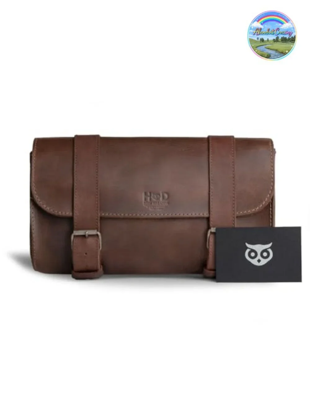 Full Grain Leather Motorcycle Handlebar Bag with 2 Straps, Tool Organizer,